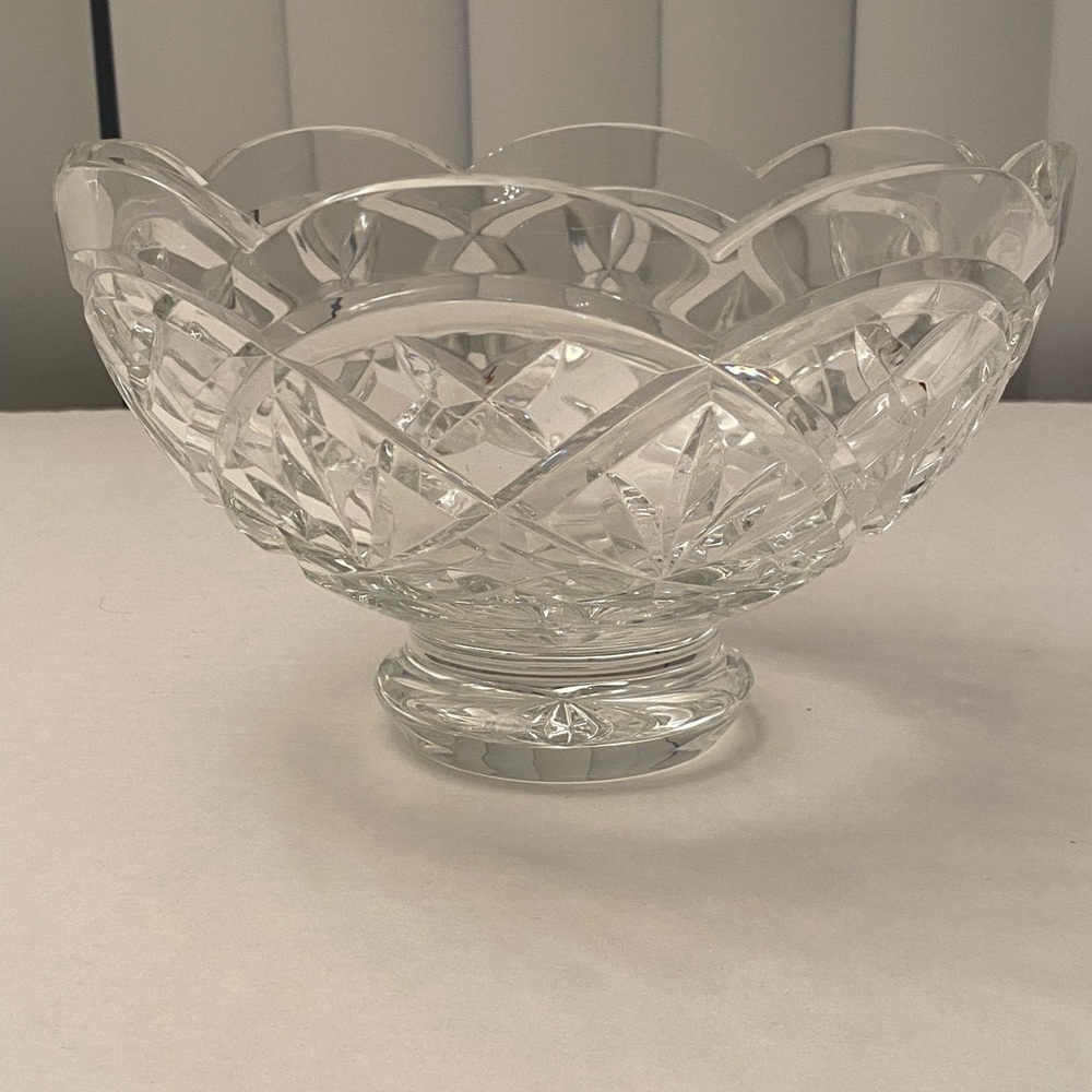 Waterford Irish Cut Crystal Cullen Footed Bowl Scalloped Edge